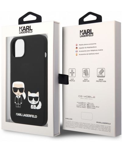 Калъф Karl Lagerfeld - Karl and Choupette, iPhone 14 Plus, черен - 5